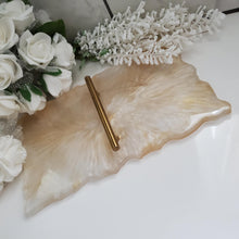 Load image into Gallery viewer, A gorgeous white and gold marbling effect decorative resin tray. - Decorative Tray - White And Gold Decor - Resin Tray