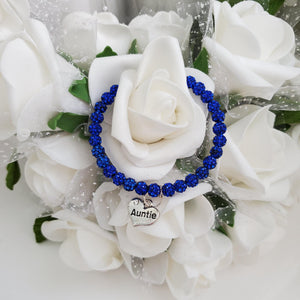 Handmade pave crystal rhinestone Auntie charm bracelet - capri blue or custom color - Gift For Your Aunt - Aunt Bracelet - Aunt Gift Ideas
