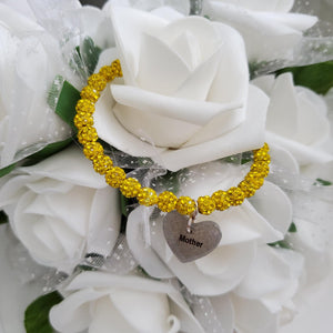 A handmade crystal rhinestone charm bracelet for a Mother - Citine - Gifts For Mom - #1 Mom - Mom Bracelet
