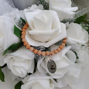 A handmade crystal rhinestone charm bracelet for a #1 Mom - Champagne - Gifts For Mom - #1 Mom - Mom Bracelet