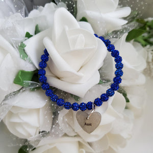 Handmade pave crystal rhinestone Aunt charm bracelet - capri blue or custom color - Gift For Your Aunt - Aunt Bracelet - Aunt Gift Ideas