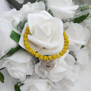 Handmade pave crystal rhinestone Aunt charm bracelet - citrine or custom color - Gift For Your Aunt - Aunt Bracelet - Aunt Gift Ideas