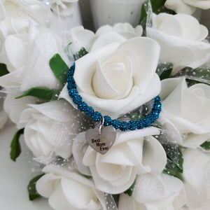 A handmade crystal rhinestone charm bracelet for a Best mom ever - Light Sapphire - Gifts For Mom - #1 Mom - Mom Bracelet