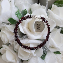 Load image into Gallery viewer, A handmade natural garnet stone bracelet for a World&#39;s best mom - #1 Mom Bracelet-Mom Bracelet-Mom Birthstone Bracelet