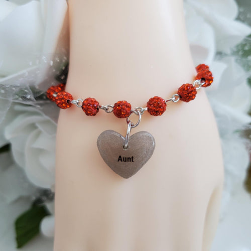 Handmade pave crystal rhinestone charm bracelet for your Aunt - Hyacinth or custom color - Aunt Gift Ideas - Auntie Bracelet - Aunt Bracelet