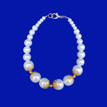 Load image into Gallery viewer, Pearl Bracelet - Handmade Bracelet - Bracelets, gold accented white pearl bracelet, gold and white