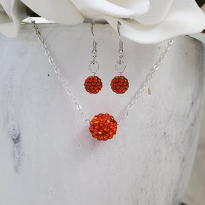 handmade floating pave crystal necklace accompanied by a pair of dangling earrings - hyacinth or custom color - Crystal Jewelry Set - Necklace And Earring Set