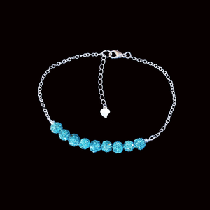 Handmade pave crystal rhinestone bar bracelet - aquamarine blue or custom color - Crystal Bracelet - Rhinestone Bracelet - Bar Bracelet