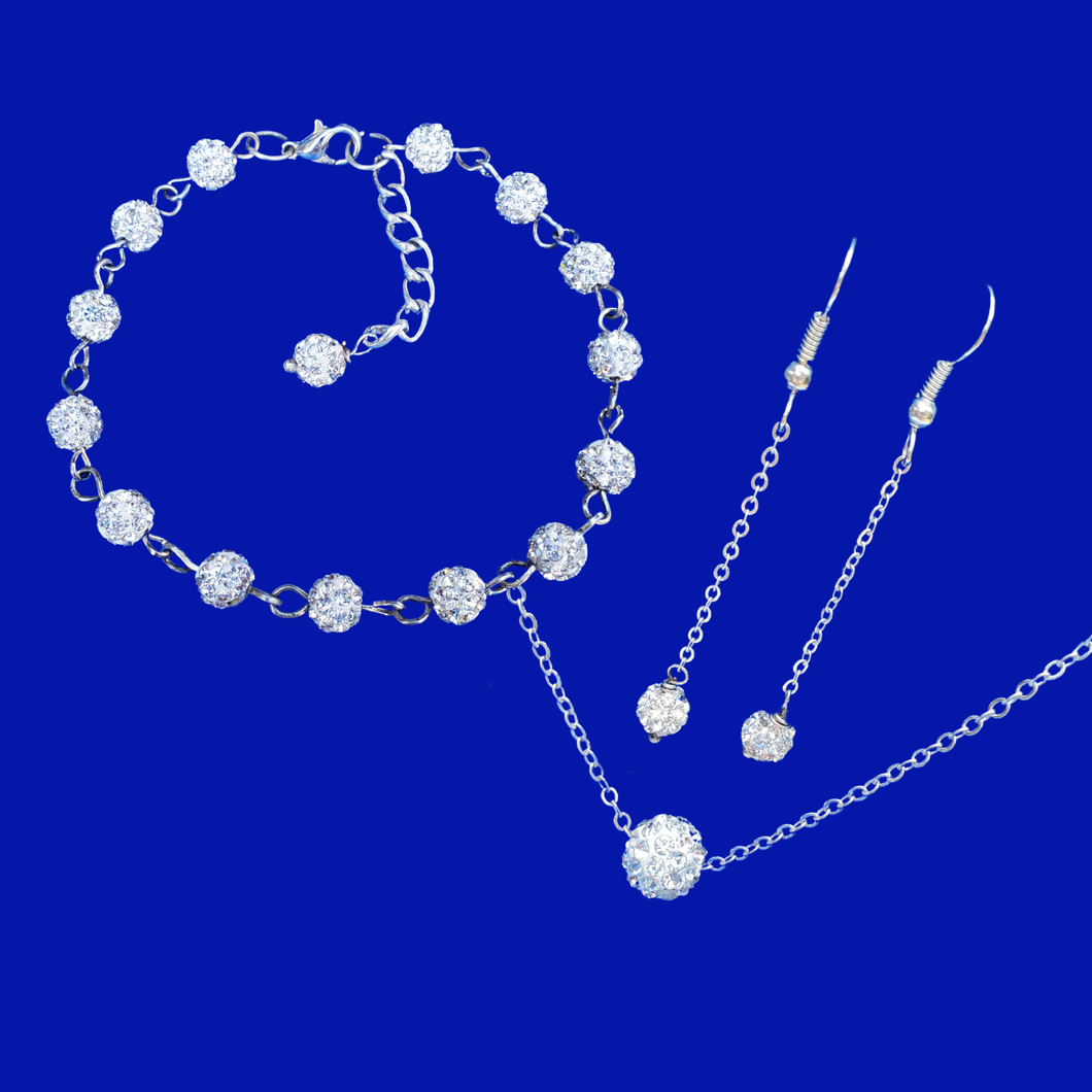 Jewelry Sets - Gifts For Bridesmaids - Bridal Sets - handmade floating necklace accompanied by a bracelet and a pair of drop earrings