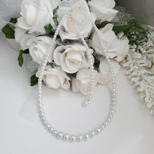 Load image into Gallery viewer, handmade gradual size pearl necklace with a 6 inch backdrop, white or custom color - Jewelry Sets - Bridal Sets - Bride Jewelry