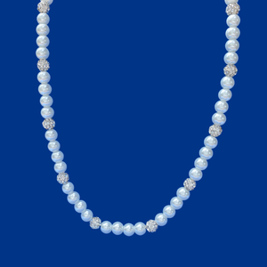 pearl and crystal necklace with a 6 inch backdrop, white or custom color - Pearl Necklace - Necklaces - Bridal Gifts