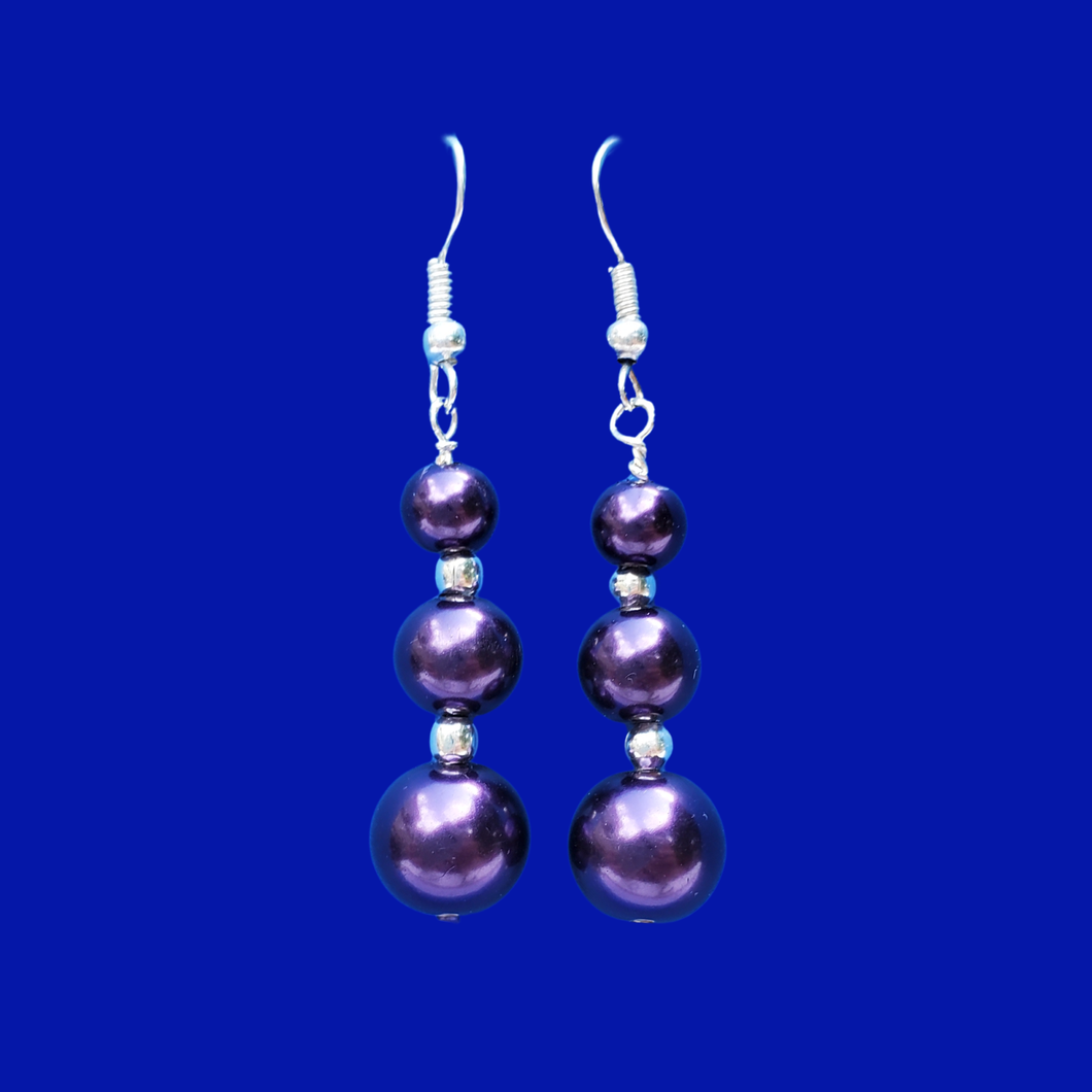 handmade silver accented drop earrings. dark purple or custom color