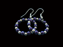 Load image into Gallery viewer, handmade pair of silver accented pearl hoop earrings
