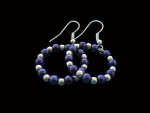 handmade pair of silver accented pearl hoop earrings