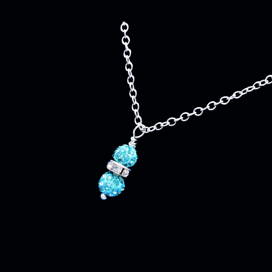 handmade minimalist crystal drop necklace, aquamarine blue or custom color - Necklaces - Drop Necklace - Pendant Necklace