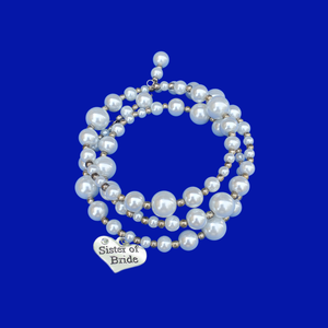 Sister of the Bride Expandable Multi-Layer Wrap Pearl Charm Bracelet