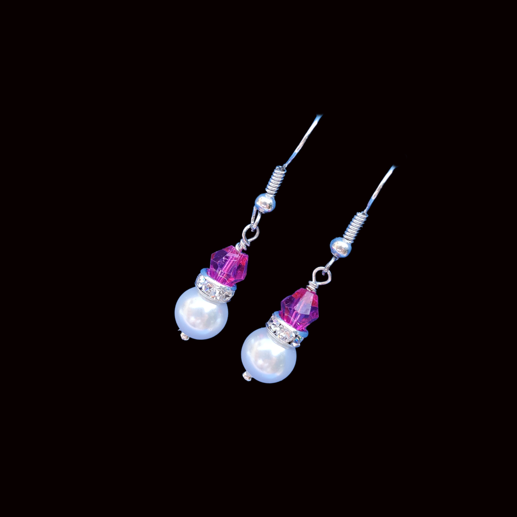 handmade pair of pearl and crystal drop earrings