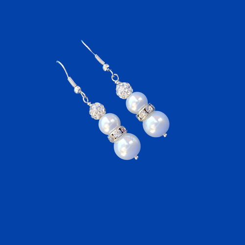 handmade pair of pearl and crystal drop earrings 