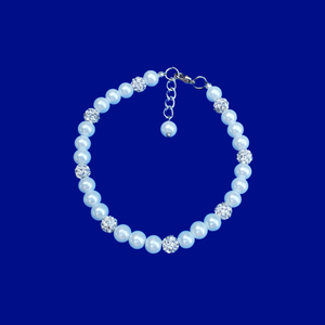 handmade pearl and crystal bracelet, white or custom color - Bracelets - Bridesmaid Gift - Peal Bracelet
