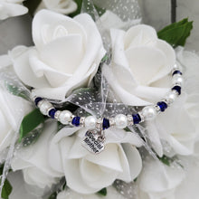 Load image into Gallery viewer, Handmade special mother pearl and crystal charm bracelet - deep blue or custom color - Special Mother Pearl Bracelet - Mother Bracelet