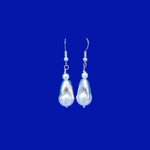 handmade tulip accented pearl earrings, silver and white or silver and custom color