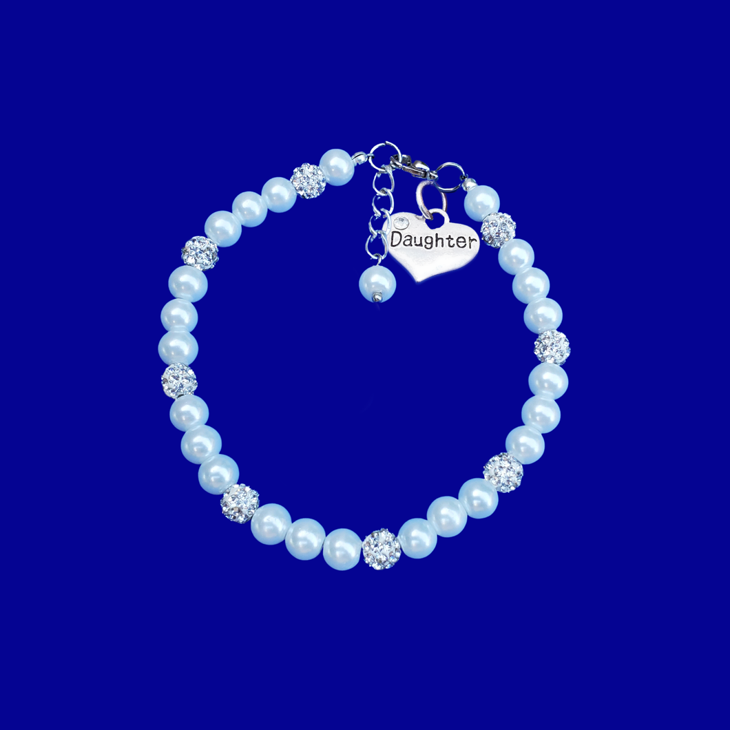 Daughter Gift - Gift Ideas For Daughter - handmade daughter pearl charm bracelet, white or custom color