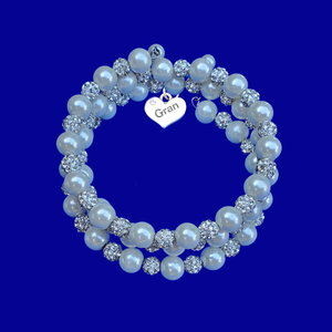Gran Mothers Day - Gran Present - Gran Gift - gran pearl crystal expandable multi-layer wrap charm bracelet