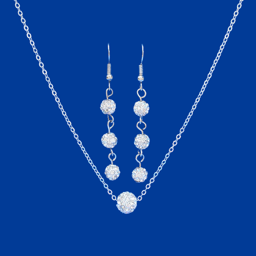A handmade floating crystal necklace accompanied by a pair of drop earrings. - Necklace And Earring Set - Bridesmaid Gifts
