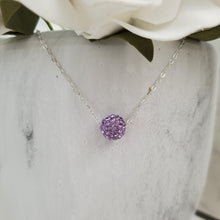 Load image into Gallery viewer, Handmade floating pave crystal necklace, violet or custom color - Crystal Necklace - Necklaces - Floating Necklace