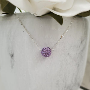 Handmade floating pave crystal necklace, violet or custom color - Crystal Necklace - Necklaces - Floating Necklace