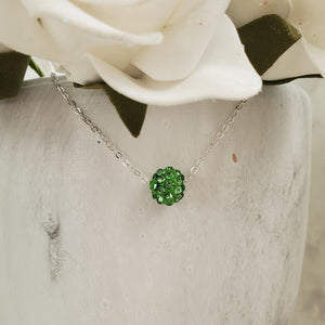 Handmade floating pave crystal necklace, peridot (green) or custom color - Crystal Necklace - Necklaces - Floating Necklace