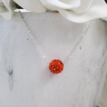 Load image into Gallery viewer, Handmade floating pave crystal necklace, hyacinth (orange) or custom color - Crystal Necklace - Necklaces - Floating Necklace
