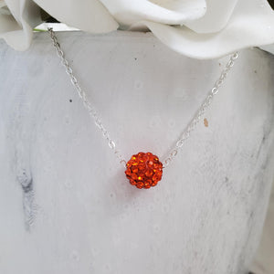 Handmade floating pave crystal necklace, hyacinth (orange) or custom color - Crystal Necklace - Necklaces - Floating Necklace