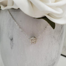Load image into Gallery viewer, Handmade floating pave crystal necklace, silver clear or custom color - Crystal Necklace - Necklaces - Floating Necklace