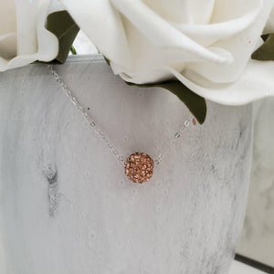 Handmade floating pave crystal necklace, champagne or custom color - Crystal Necklace - Necklaces - Floating Necklace