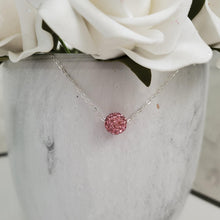 Load image into Gallery viewer, Handmade floating pave crystal necklace, rosaline or custom color - Crystal Necklace - Necklaces - Floating Necklace