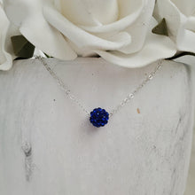 Load image into Gallery viewer, Handmade floating pave crystal necklace, capri blue or custom color - Crystal Necklace - Necklaces - Floating Necklace