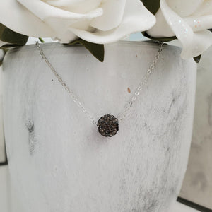 Handmade floating pave crystal necklace, black diamond or custom color - Crystal Necklace - Necklaces - Floating Necklace