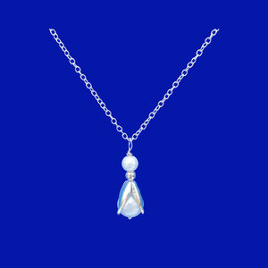 handmade tulip pearl drop necklace