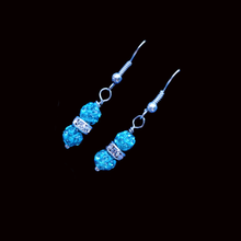 Load image into Gallery viewer, Crystal Earrings - Earrings - Crystal Drop Earrings - crystal drop earrings, aquamarine blue or custom color