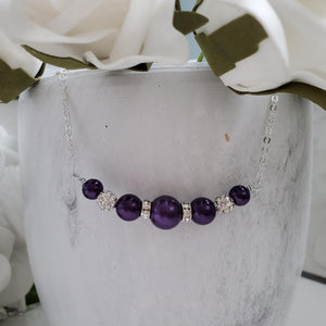 handmade pearl and crystal bar necklace, purple or custom color - Necklaces - Pearl Necklace - Gifts For Bridesmaids