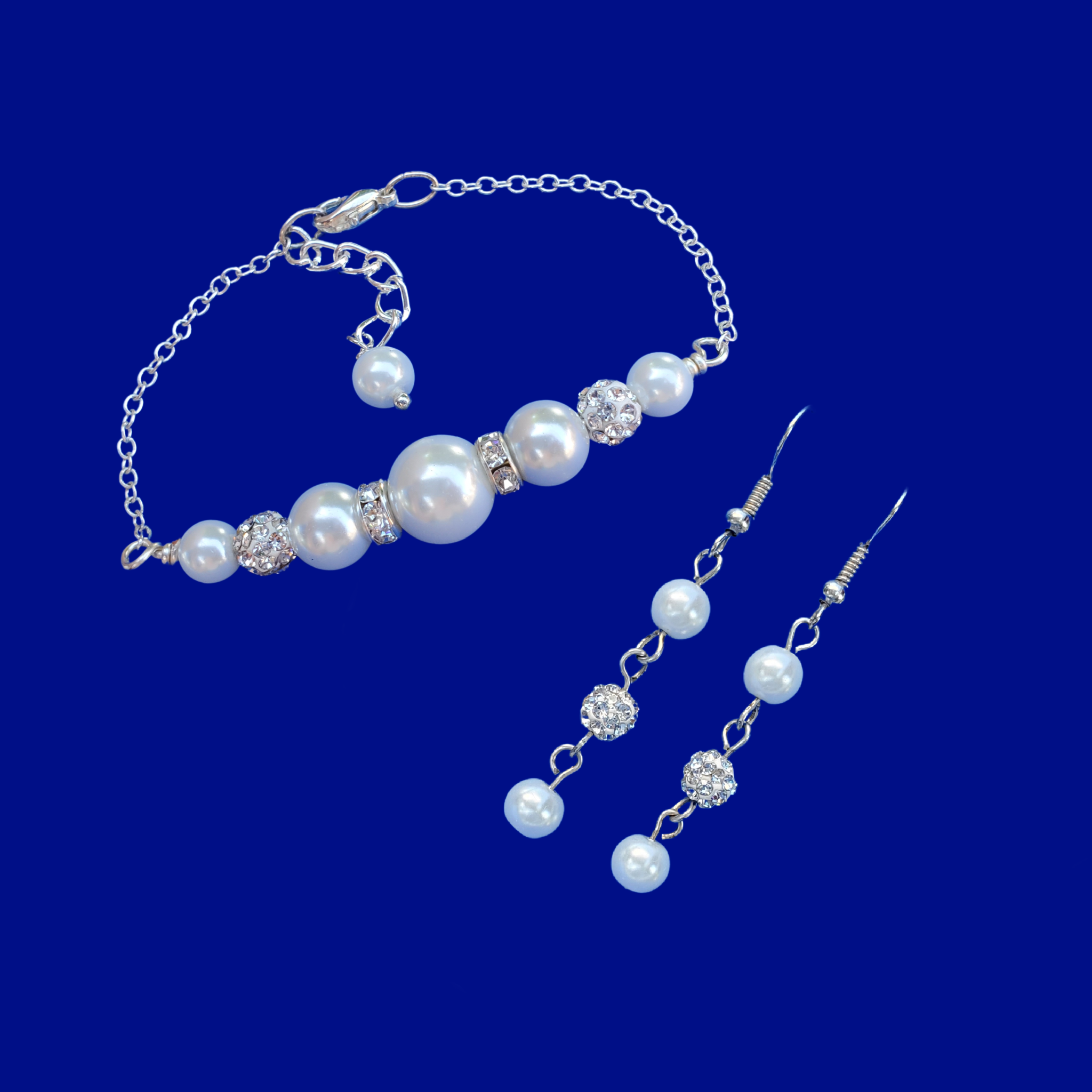 Pearl earrings and bracelet 2025 set