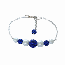 Load image into Gallery viewer, Pearl Bracelet - Bracelets - Gift Ideas for Women, pearl crystal dainty bar bracelet, blue or custom color