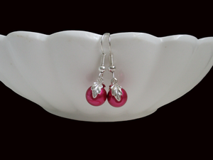 handmade pair of leaf pearl earrings