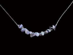 Amethyst Necklace - Bar Necklace - Necklaces, handmade amethyst chip bar necklace, shades of purple
