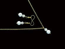 Load image into Gallery viewer, pearl crystal drop necklace drop earring jewelry set