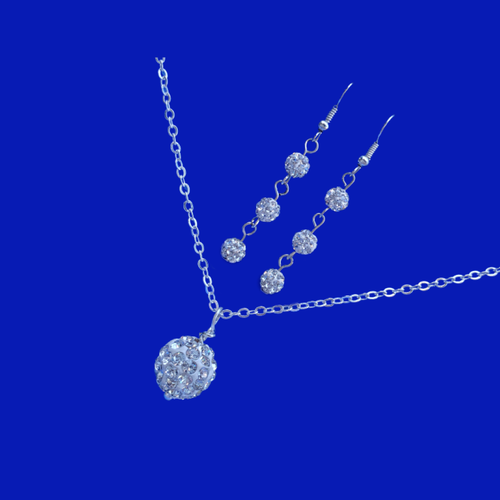 Necklace Set - Jewelry Sets - Necklace And Earring Set - handmade crystal drop necklace accompanied by a pair of drop earrings