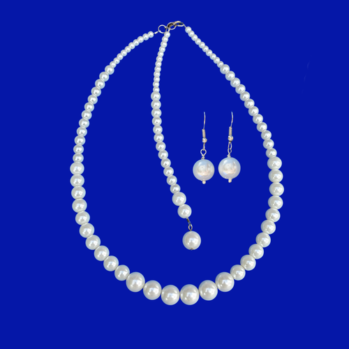 pearl necklace earring jewelry set with a 6 inch backdrop