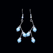 Load image into Gallery viewer, handmade pearl and crystal drop earrings, light blue or custom color -Pearl Earrings - Dangle Earrings - Drop Earrings - Earrings 