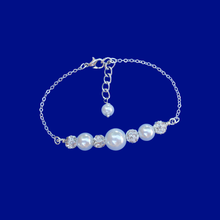 Load image into Gallery viewer, handmade pearl and crystal bar bracelet 